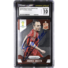 Карточка Andres Iniesta Spain National Team Autographed 2014 Panini Prizm World Cup #177 CGC Authenticated 10/10