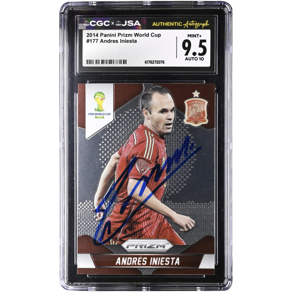Карточка Andres Iniesta Spain National Team Autographed 2014 Panini Prizm World Cup #177 CGC Authenticated 9.5/10