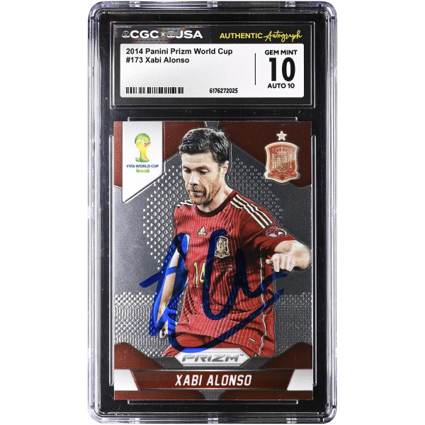 Карточка Xabi Alonso Spain National Team Autographed 2014 Panini Prizm World Cup #173 CGC Authenticated 10/10
