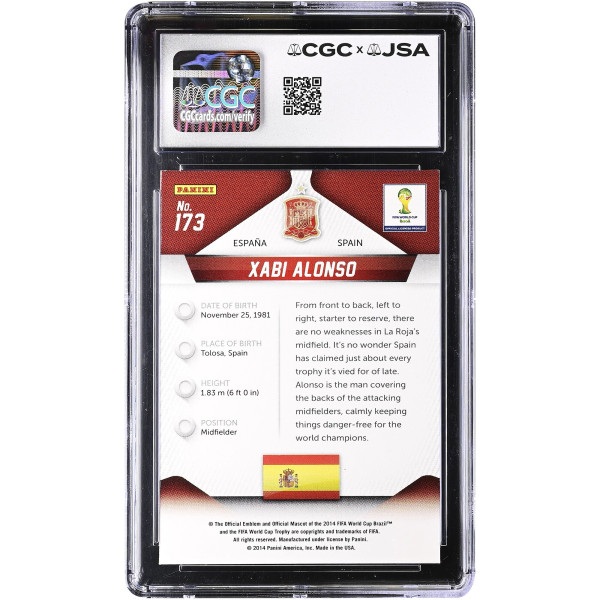 Карточка Xabi Alonso Spain National Team Autographed 2014 Panini Prizm World Cup #173 CGC Authenticated 10/10