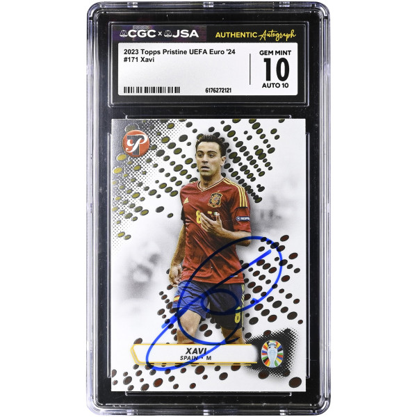 Карточка Xavi Hernandez Spain National Team Autographed 2023 Topps Pristine UEFA Euro 24 #171 CGC Authenticated 10/10