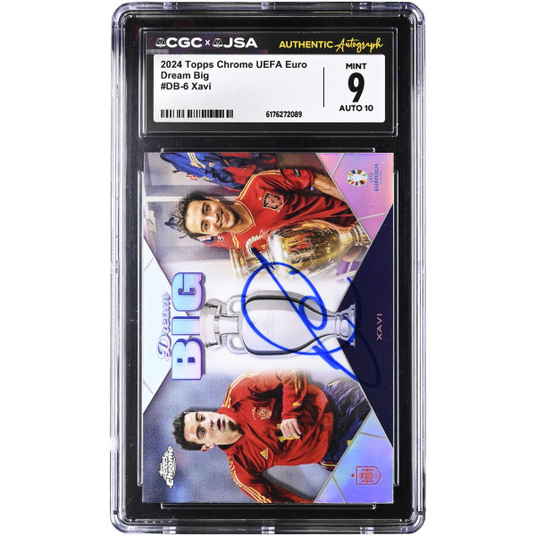 Карточка Xavi Hernandez Spain National Team Autographed 2024 Topps Chrome UEFA Euro Dream Big #DB-6 CGC Authenticated 9/10