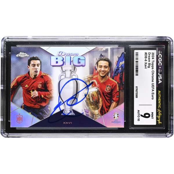 Карточка Xavi Hernandez Spain National Team Autographed 2024 Topps Chrome UEFA Euro Dream Big #DB-6 CGC Authenticated 9/10