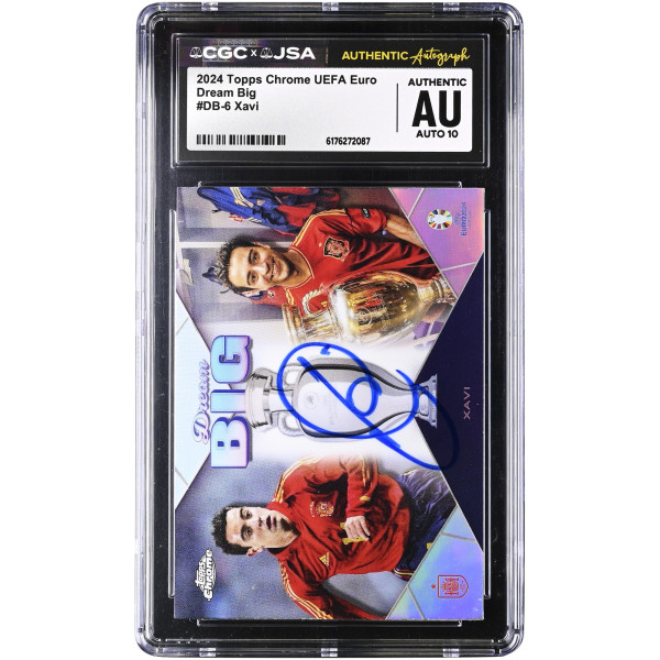 Карточка Xavi Hernandez Spain National Team Autographed 2024 Topps Chrome UEFA Euro Dream Big #DB-6 CGC Authenticated Auto 10
