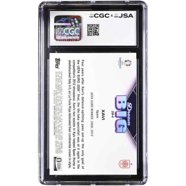 Карточка Xavi Hernandez Spain National Team Autographed 2024 Topps Chrome UEFA Euro Dream Big #DB-6 CGC Authenticated Auto 10