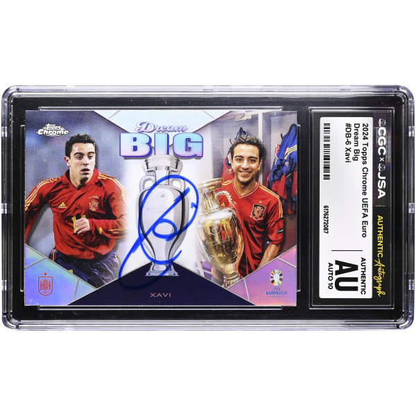 Карточка Xavi Hernandez Spain National Team Autographed 2024 Topps Chrome UEFA Euro Dream Big #DB-6 CGC Authenticated Auto 10