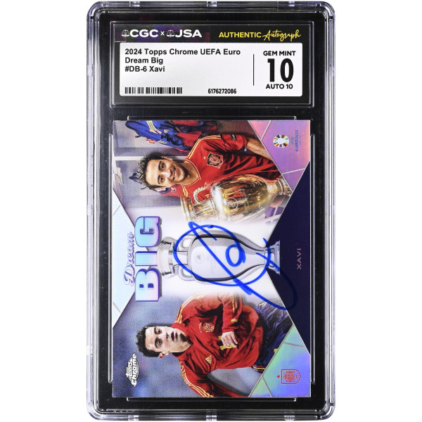 Карточка Xavi Hernandez Spain National Team Autographed 2024 Topps Chrome UEFA Euro Dream Big #DB-6 CGC Authenticated 10/10