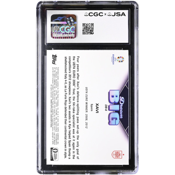 Карточка Xavi Hernandez Spain National Team Autographed 2024 Topps Chrome UEFA Euro Dream Big #DB-6 CGC Authenticated 10/10
