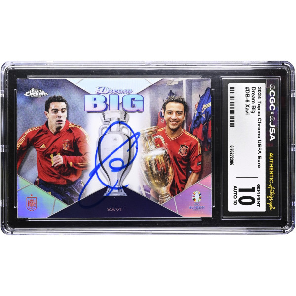 Карточка Xavi Hernandez Spain National Team Autographed 2024 Topps Chrome UEFA Euro Dream Big #DB-6 CGC Authenticated 10/10