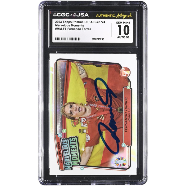 Карточка Fernando Torres Spain National Team Autographed 2023 Topps Pristine UEFA Euro 24 Marvelous Moments #MM-FT CGC Authenticated 10/10