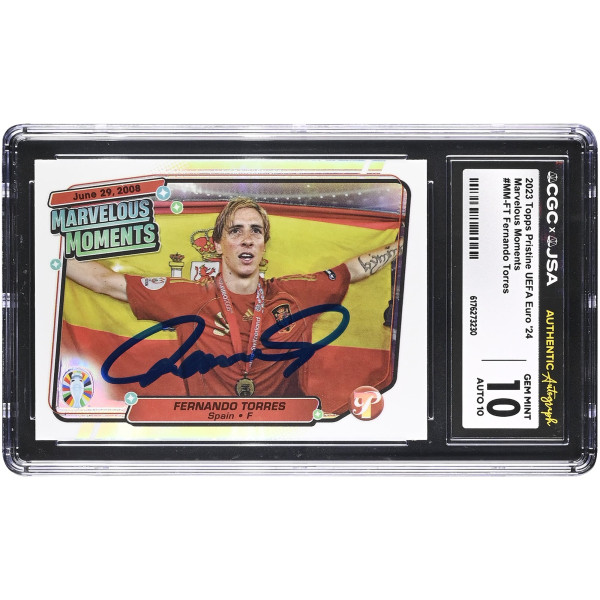 Карточка Fernando Torres Spain National Team Autographed 2023 Topps Pristine UEFA Euro 24 Marvelous Moments #MM-FT CGC Authenticated 10/10
