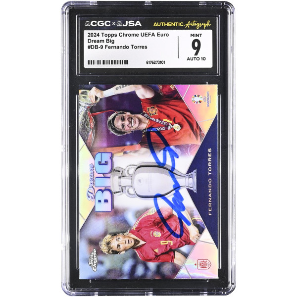 Карточка Fernando Torres Spain National Team Autographed 2024 Topps Chrome UEFA Euro Dream Big #DB-9 CGC Authenticated 9/10