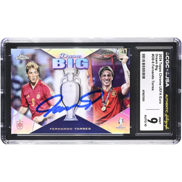 Карточка Fernando Torres Spain National Team Autographed 2024 Topps Chrome UEFA Euro Dream Big #DB-9 CGC Authenticated 9/10