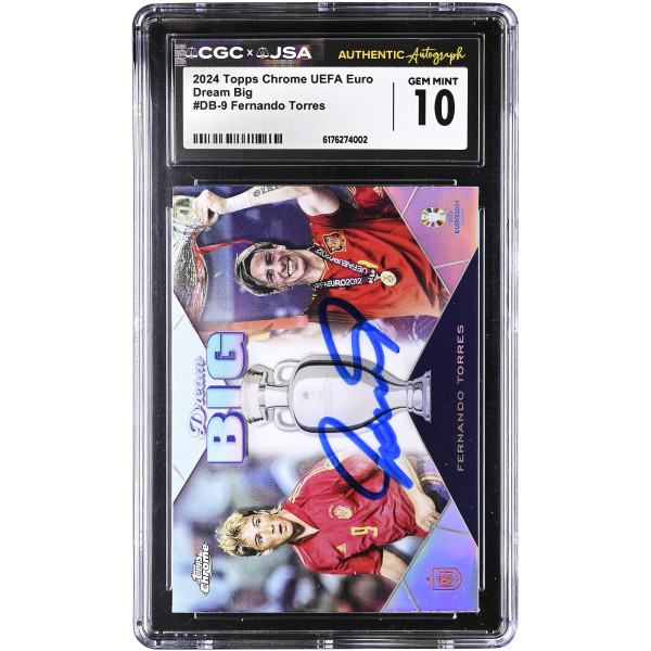 Карточка Fernando Torres Spain National Team Autographed 2024 Topps Chrome UEFA Euro Dream Big #DB-9 CGC Authenticated GEM MINT 10