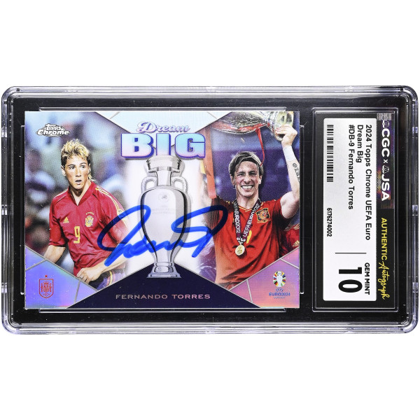 Карточка Fernando Torres Spain National Team Autographed 2024 Topps Chrome UEFA Euro Dream Big #DB-9 CGC Authenticated GEM MINT 10