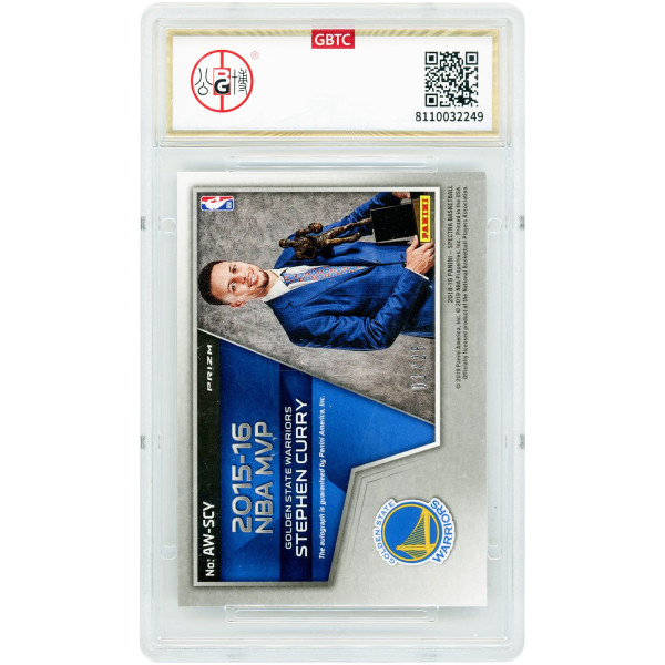 Карточка Stephen Curry Golden State Warriors Autographed 2018-19 Panini Spectra Award Winning #AW-SCY #1/25 GBTC Authenticated 9/10 - 9,8.5,9,9 Subgrades