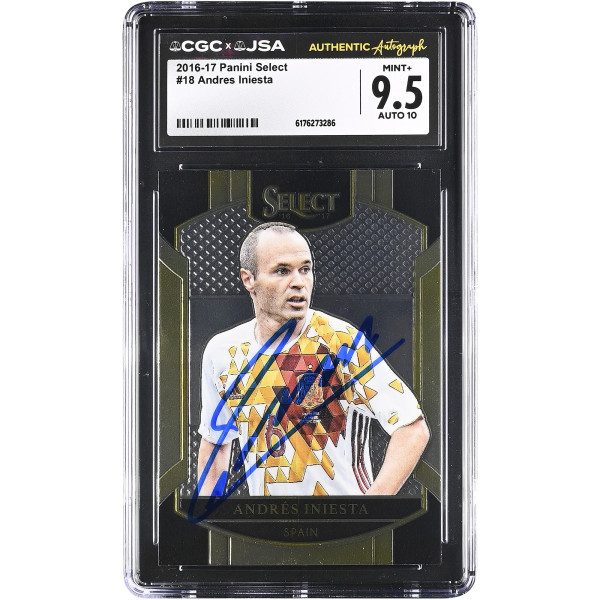 Карточка Andres Iniesta Spain National Team Autographed 2016-17 Panini Select #18 CGC Authenticated 9.5/10
