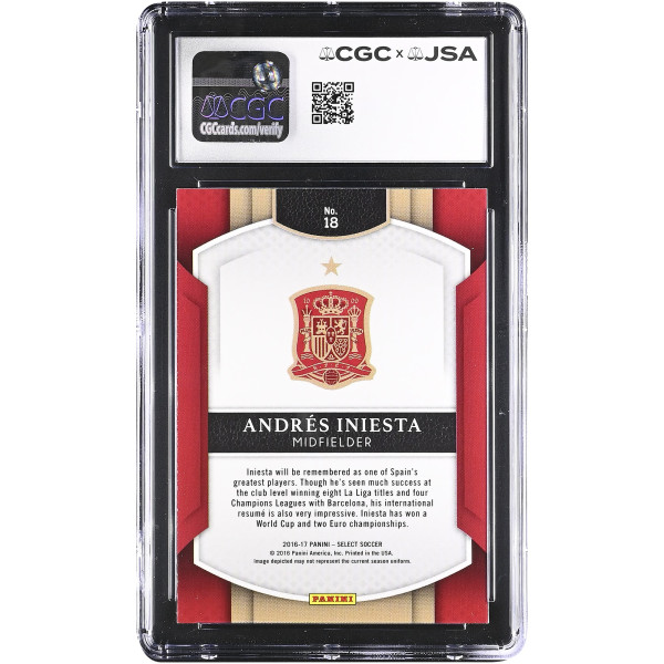 Карточка Andres Iniesta Spain National Team Autographed 2016-17 Panini Select #18 CGC Authenticated 9.5/10