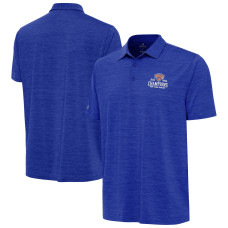 Поло New York Knicks Antigua Heather Blue 2026 NBA Finals Champions Wordmark Layout