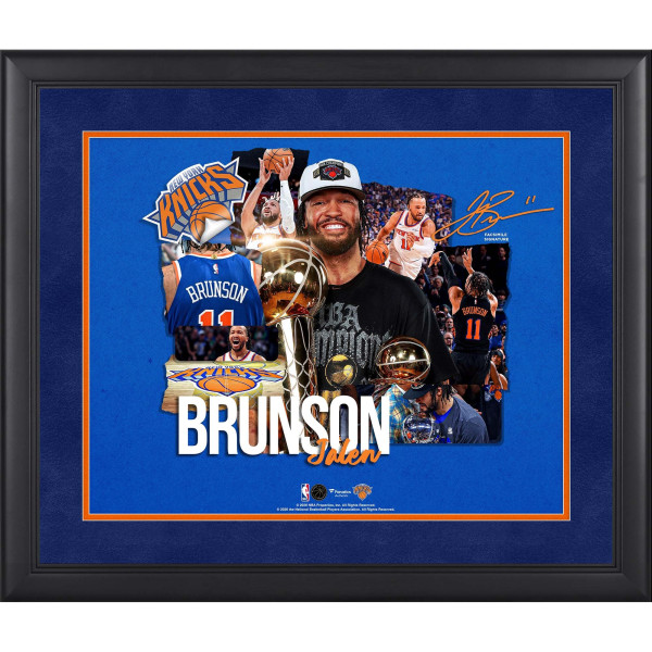 Jalen Brunson New York Knicks Facsimile Signature Fanatics Authentic Framed 16 x 20 Scrapbook Collage
