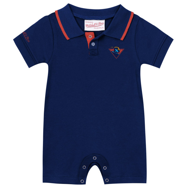для малыша Golden State Warriors Stephen Curry Mitchell & Ness Navy Retro Roots Rugby Romper