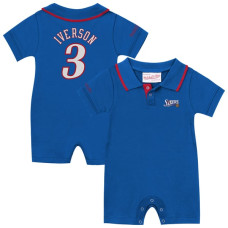 для малыша Philadelphia 76ers Allen Iverson Mitchell & Ness Royal Retro Roots Rugby Romper