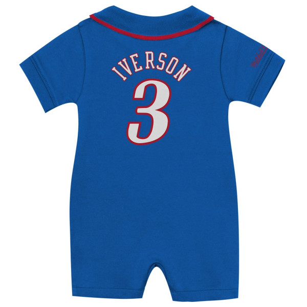 для малыша Philadelphia 76ers Allen Iverson Mitchell & Ness Royal Retro Roots Rugby Romper