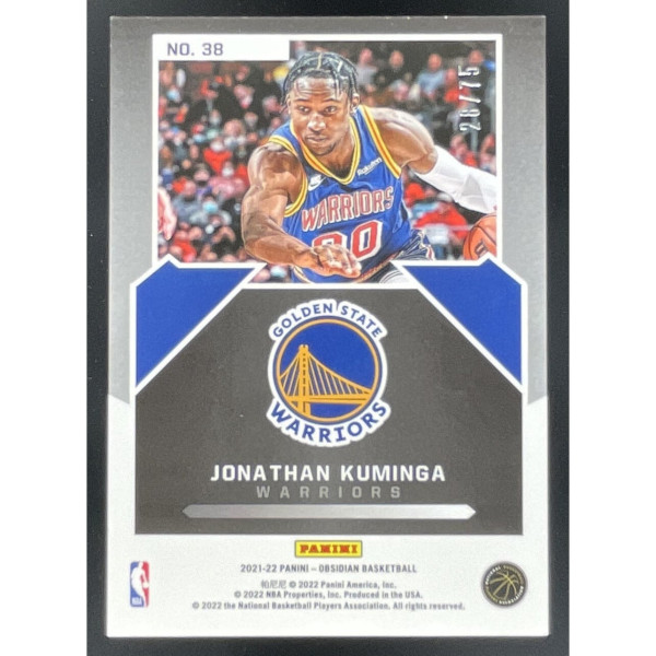 2021-22 Obsidian Magnitude Electric Etch Purple #38 Jonathan Kuminga RC /75