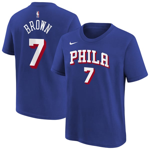 Детская футболка Philadelphia 76ers Jaylen Brown Nike Royal Icon Name & Number