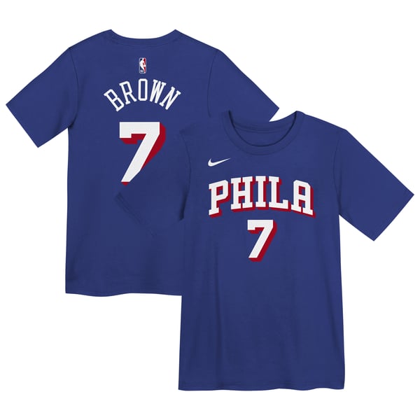 Футболка для дошкольника Philadelphia 76ers Jaylen Brown Nike Royal Icon Name & Number