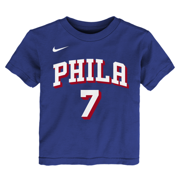 Футболка для малыша Philadelphia 76ers Jaylen Brown Nike Royal Icon Name & Number