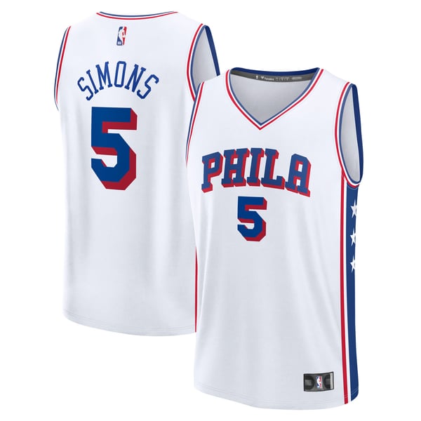 Детская джерси Philadelphia 76ers Anfernee Simons Fanatics White Fast Break Replica - Association Edition