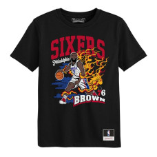 Футболка для дошкольника Philadelphia 76ers Jaylen Brown Mitchell & Ness Black Fired Up