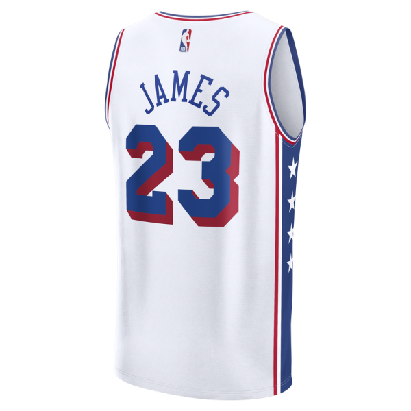 Подростковая Philadelphia 76ers LeBron James Fanatics White Fast Break Jersey - Association Edition