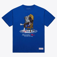 Футболка Philadelphia 76ers LeBron James Mitchell & Ness Royal Caricature
