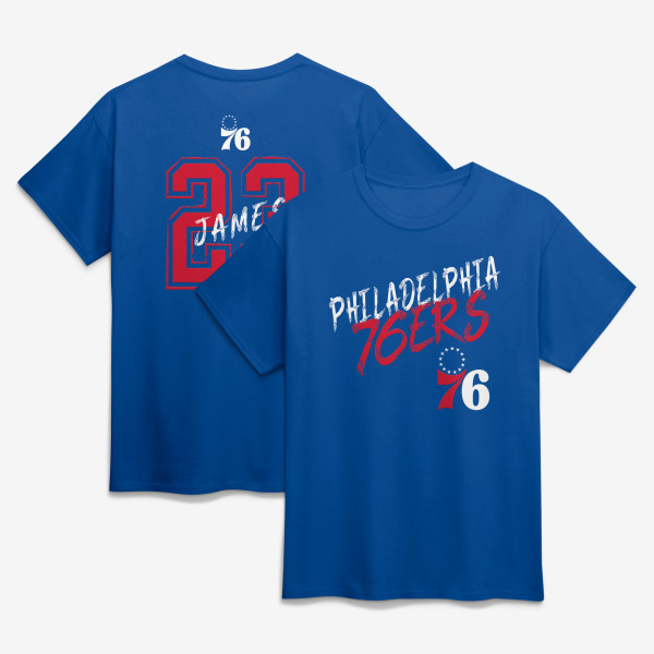 Футболка Philadelphia 76ers LeBron James Royal Hustle Name & Number