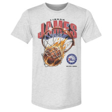 Футболка Philadelphia 76ers LeBron James 500 Level Silver On Fire Premium Tri-Blend