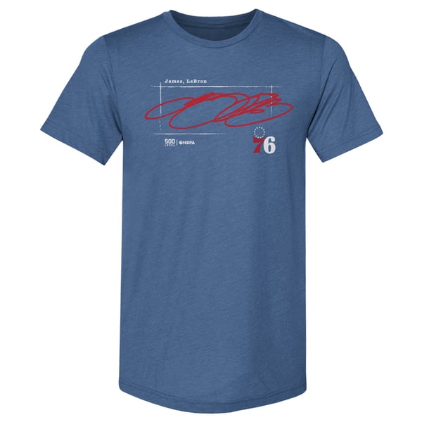 Футболка Philadelphia 76ers LeBron James 500 Level Royal Signature Premium Tri-Blend