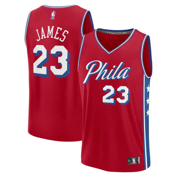 Подростковая Philadelphia 76ers LeBron James Fanatics Red Fast Break Replica Jersey - Statement Edition