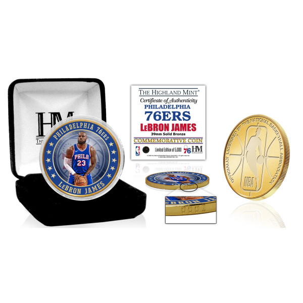 Монета Philadelphia 76ers LeBron James Highland Mint 39mm Bronze Color