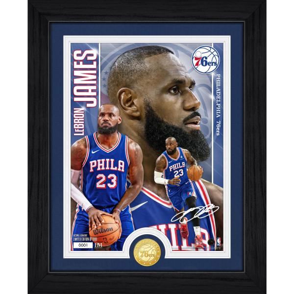 Монета Philadelphia 76ers LeBron James Highland Mint 13 x 16 Framed Collage Bronze