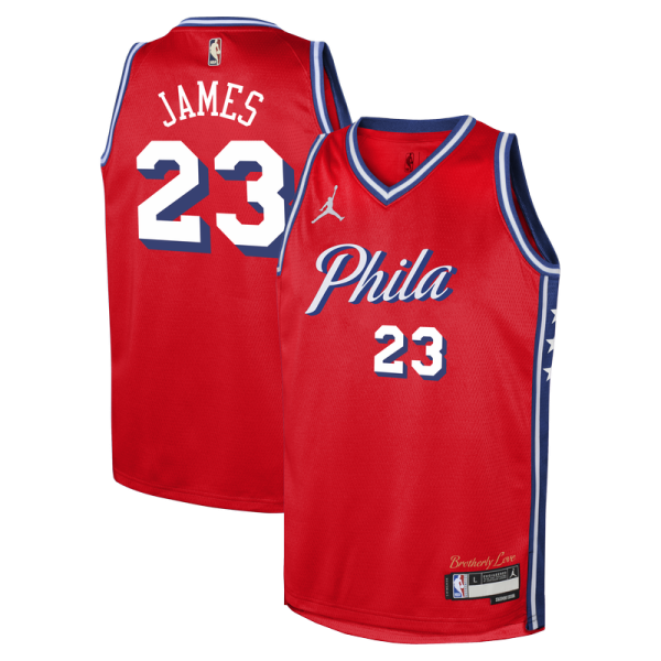 Подростковая Philadelphia 76ers LeBron James Jordan Brand Red Swingman Jersey - Statement Edition