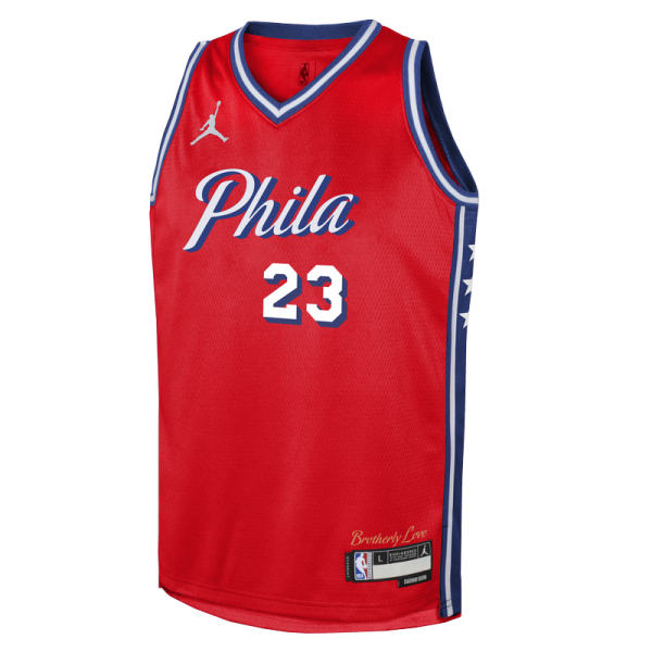 Подростковая Philadelphia 76ers LeBron James Jordan Brand Red Swingman Jersey - Statement Edition
