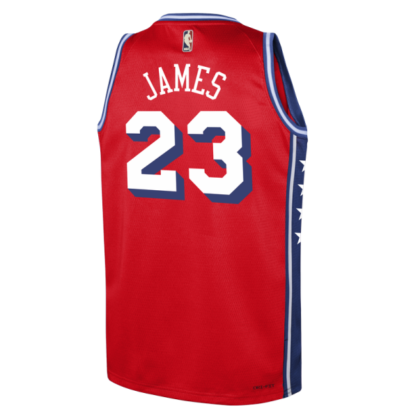 Подростковая Philadelphia 76ers LeBron James Jordan Brand Red Swingman Jersey - Statement Edition