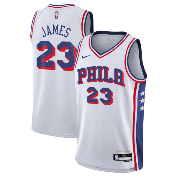Подростковая Philadelphia 76ers LeBron James Nike White Swingman Jersey - Association Edition