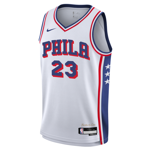 Подростковая Philadelphia 76ers LeBron James Nike White Swingman Jersey - Association Edition