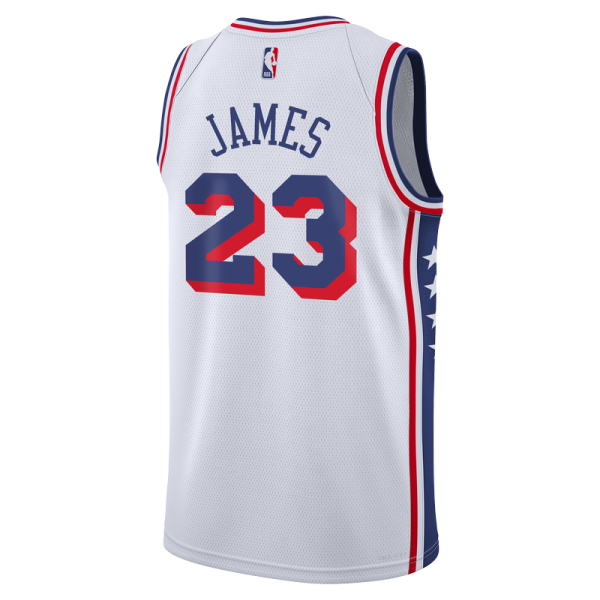 Подростковая Philadelphia 76ers LeBron James Nike White Swingman Jersey - Association Edition
