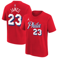 Детская футболка Philadelphia 76ers LeBron James Jordan Brand Red Statement Name & Number