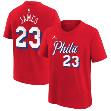 Подростковая Philadelphia 76ers LeBron James Jordan Brand Red Statement Name & Number T-Shirt
