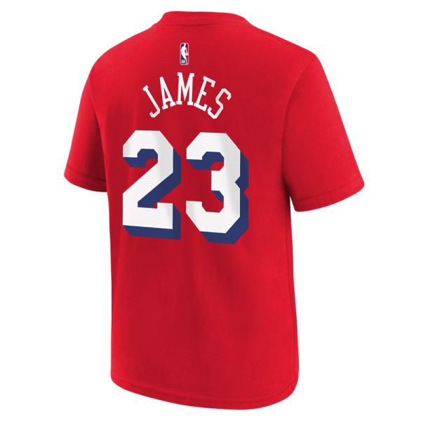 Подростковая Philadelphia 76ers LeBron James Jordan Brand Red Statement Name & Number T-Shirt